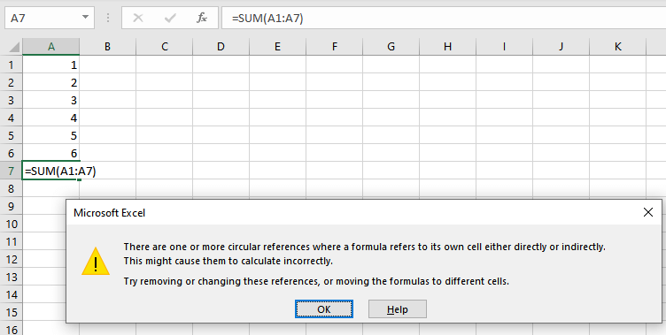 How to Find and Fix Circular References in Excel 2 Circular-References_Error_Message