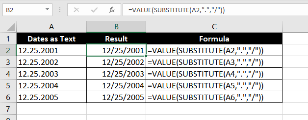 How to Convert Text or Numbers To Dates in Excel 11 Replacing-Dot-In-Date-Format-With-Value-Substitute-formula-010