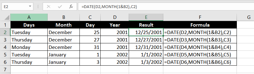 How to Convert Text or Numbers To Dates in Excel 16 MONTH function inside the DATE function’s month argument