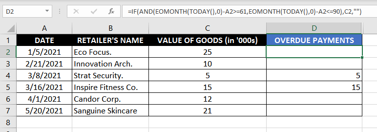 Excel EOMONTH Function – How To Use 10 overdue payments