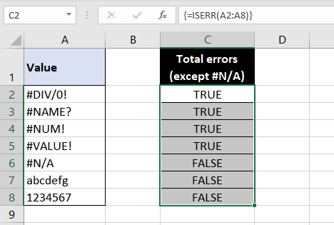Excel ISERR Function - How to Use 6 ISERR function applied to the range