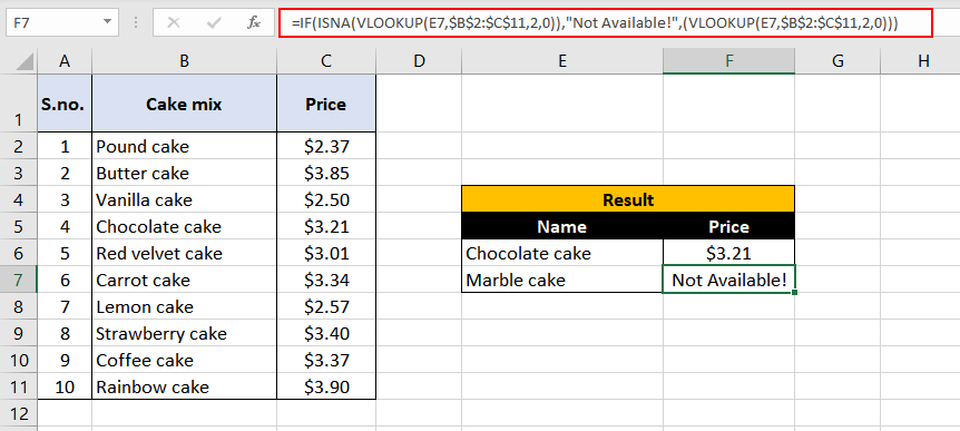 Excel ISNA Function – How To Use 5 add the IF function to get the desired results