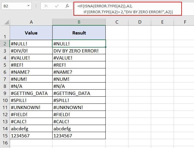 Excel ERROR.TYPE Function – How To Use 4 the simplest method is to have nested IF conditions