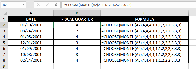 Excel MONTH Function – How To Use 7 Get Fiscal Quarter from a Date