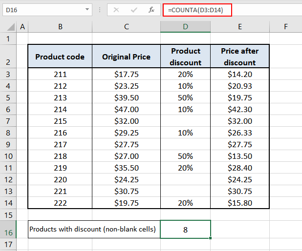 Count if Cell is Not Blank (or Not Empty) 4 Using COUNTA Function
