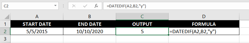 Excel DATEDIF Function – How To Use 5 Count Difference in Years