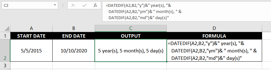 Excel DATEDIF Function – How To Use 7 Get Years, Months, and Days Between Two Dates