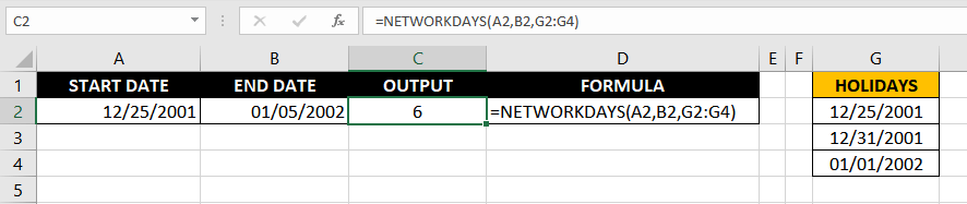 Excel NETWORKDAYS Function – How To Use 3 Adding Holidays to the NETWORKDAYS Function