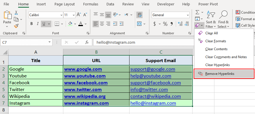 How to Remove Hyperlinks in Excel (3 Easy Ways + VBA) 5 Remove Hyperlinks from the Ribbon Menu