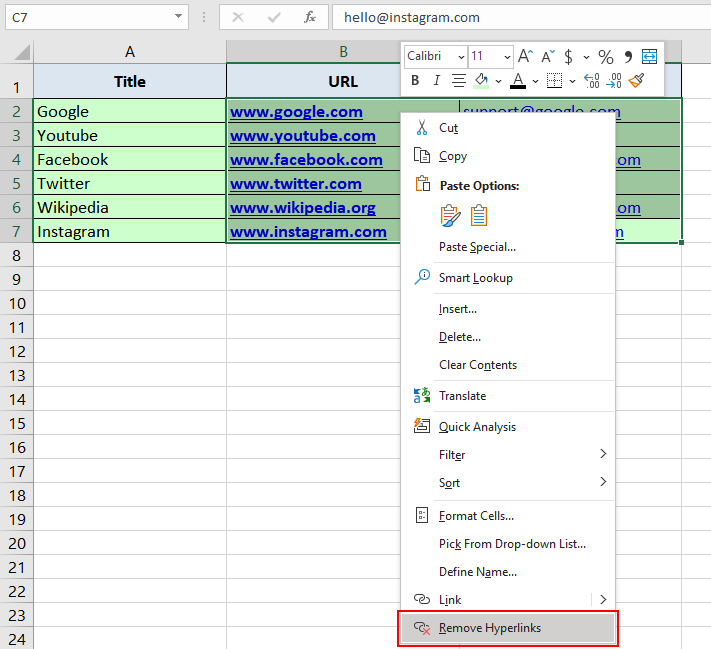 How to Remove Hyperlinks in Excel (3 Easy Ways + VBA) 3 Remove Hyperlinks from the Right-Click Context Menu
