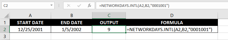 Excel NETWORKDAYS.INTL Function – How To Use 3 Non-Consecutive Off Days