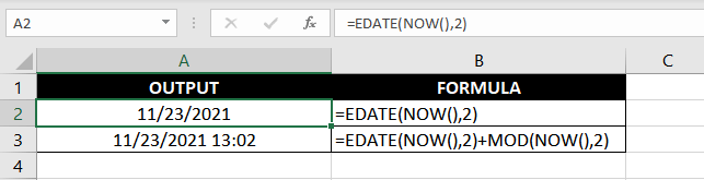Excel NOW Function – How To Use 4 Using NOW Function With EDATE Function