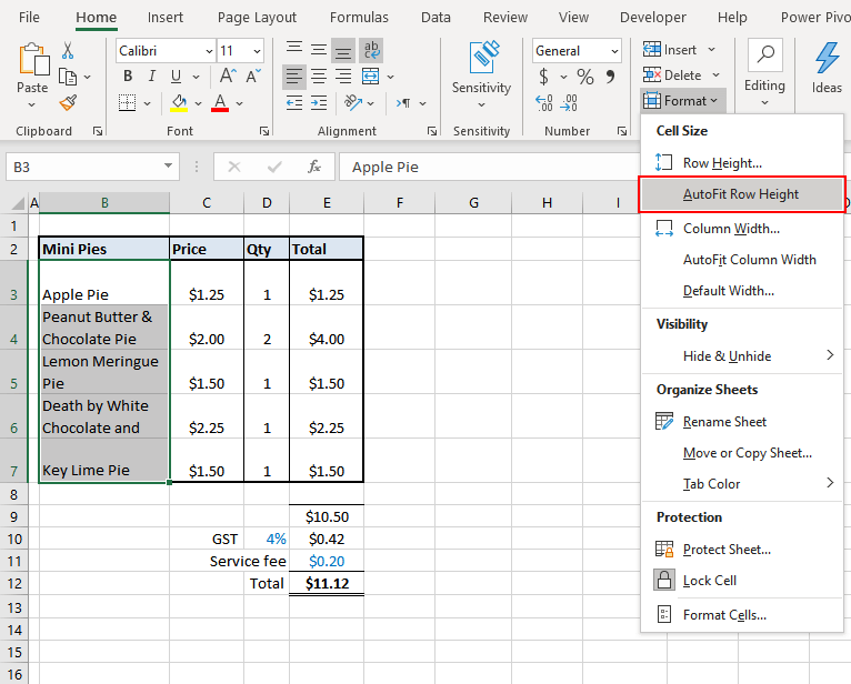How To Wrap Text In Excel - (2 Easy Ways + Shortcut) 10 Click the AutoFit Row Height