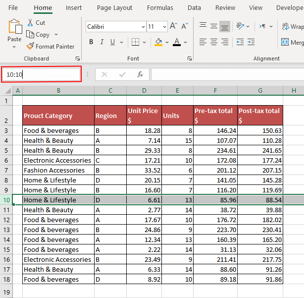 Name Box In Excel - All You Need To Know 13 Selecting-An-Entire-Row