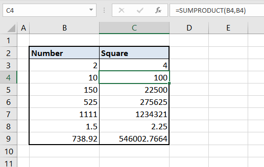 How to Square a Number in Excel (5 Quick & Easy Ways) 6 Using SUMPRODUCT Function