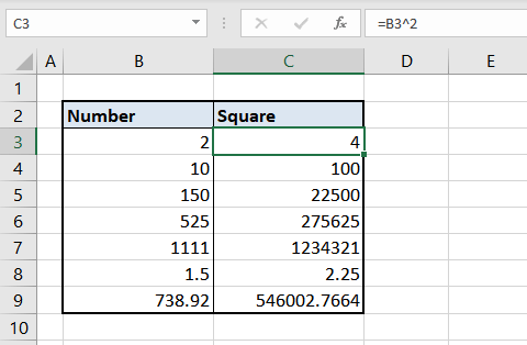 How to Square a Number in Excel (5 Quick & Easy Ways) 3 Using Caret Operator