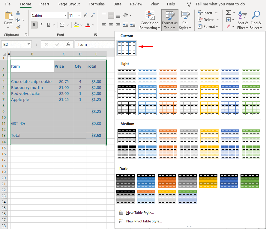 How to Change Border Color in Excel (3 Easy Ways) 21 Set a Custom Table Style