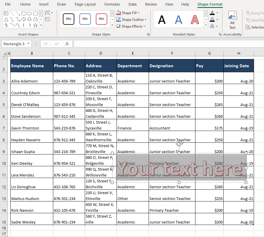 How to Add, Modify, & Remove Watermark in Excel 3 Add Watermark as Editable Text In Excel