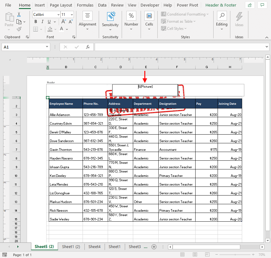 How to Add, Modify, & Remove Watermark in Excel 14 Repositioning the Watermark