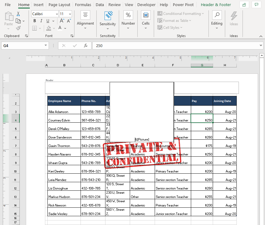 How to Add, Modify, & Remove Watermark in Excel 15 Repositioning the Watermark