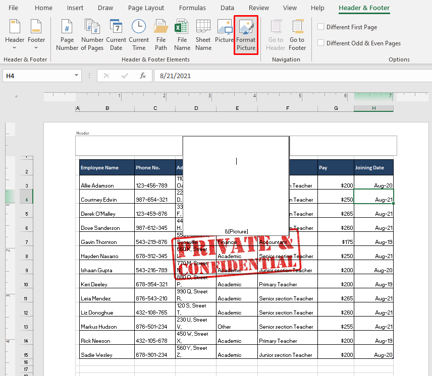How to Add, Modify, & Remove Watermark in Excel 16 Resizing the Watermark