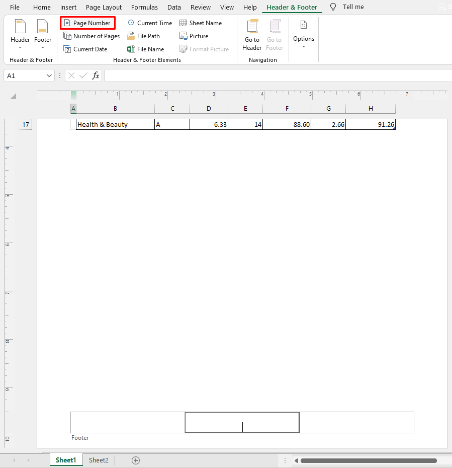 How to Insert Page Numbers in Excel (In 2 Easy Ways) 5 Insert Page Numbers from Page Layout View