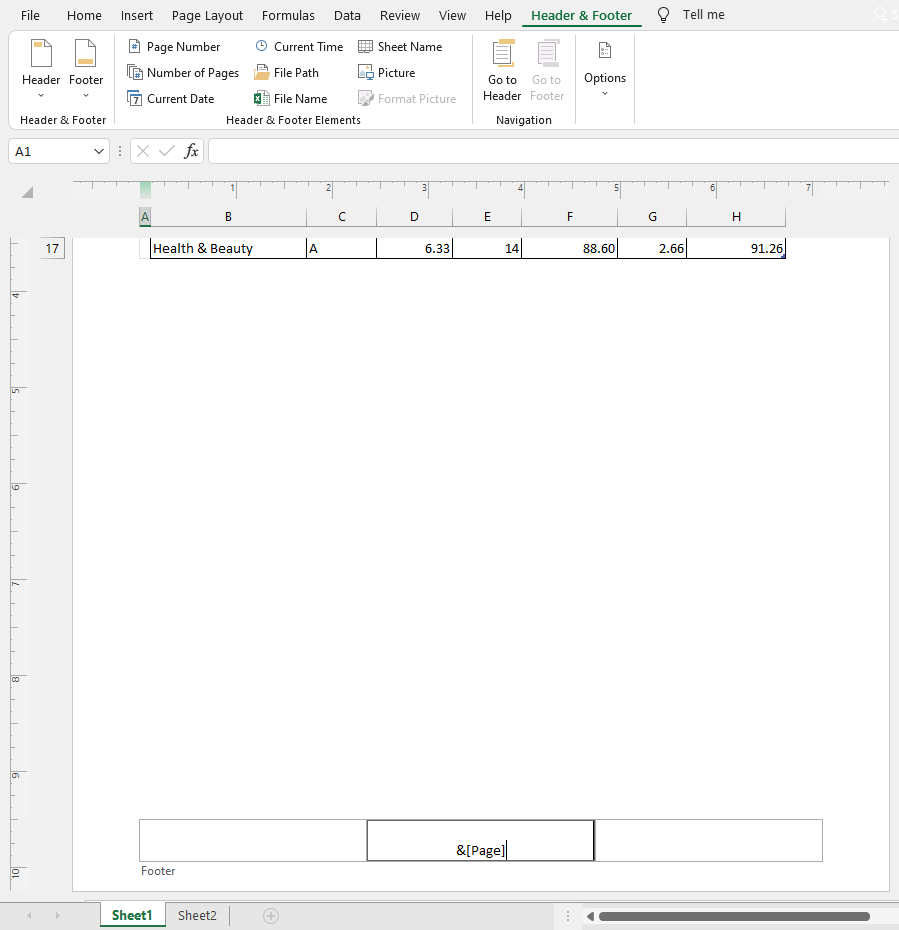 How to Insert Page Numbers in Excel (In 2 Easy Ways) 6 Insert Page Numbers from Page Layout View
