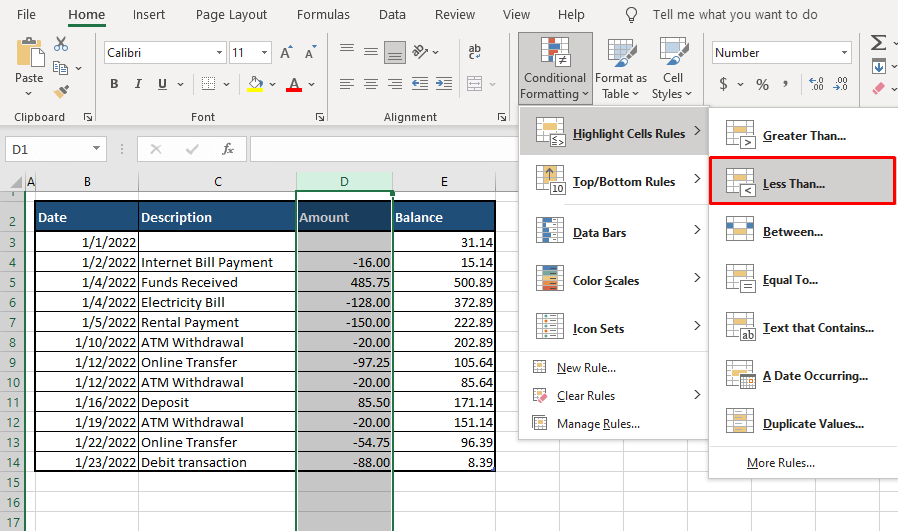How to Make Negative Numbers Show Up in Red in Excel 2 Using Conditional Formatting