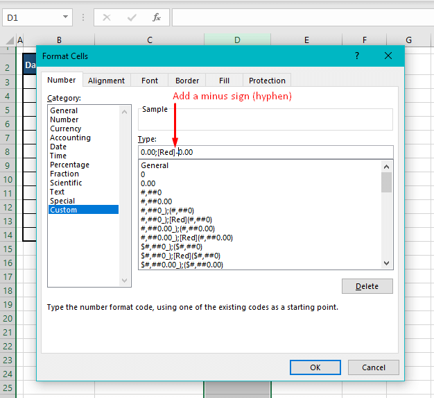 How to Make Negative Numbers Show Up in Red in Excel 11 Using Custom Number Formats