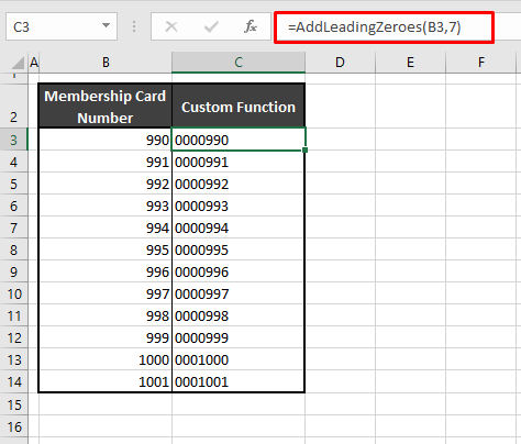 How to Add Leading Zeros in Excel (5 Easy Ways + VBA) 20 Using Custom User Defined Function in VBA