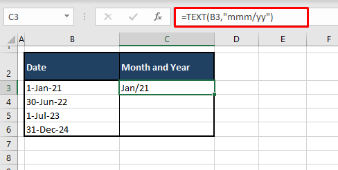 How to Convert Date to Month and Year in Excel (3 Easy Ways) 2 Using the TEXT Function