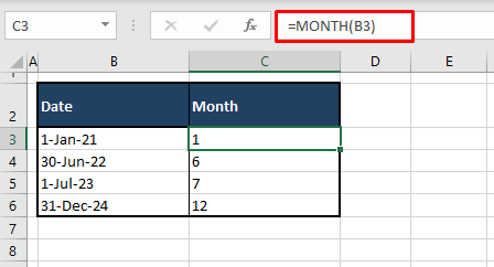 How to Convert Date to Month and Year in Excel (3 Easy Ways) 4 The MONTH function