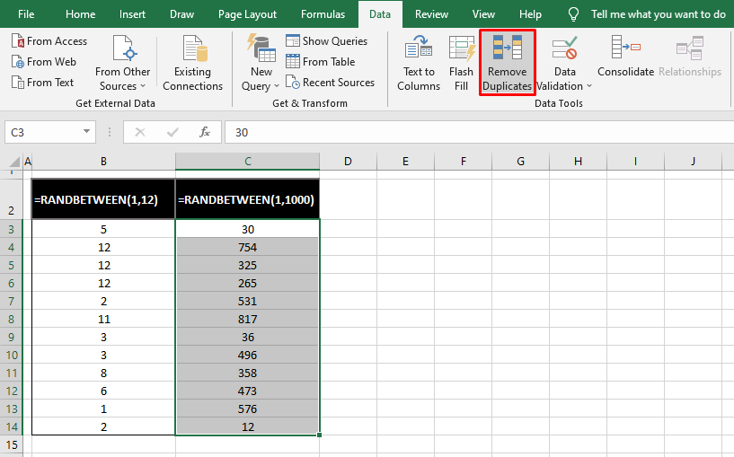 Generate Random Numbers in Excel (5 Easy Ways + VBA) 7 vUsing RANDBETWEEN Function