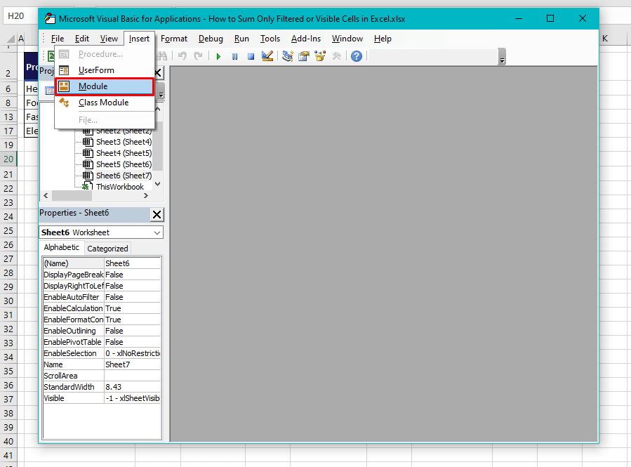 How to Sum Only Filtered or Visible Cells in Excel 10 Using User-Defined VBA Function