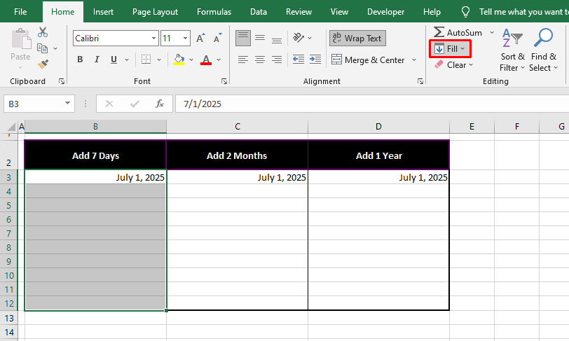 How to Add Months to a Date in Excel (In 3 Easy Ways) 6 Using Fill Series Feature