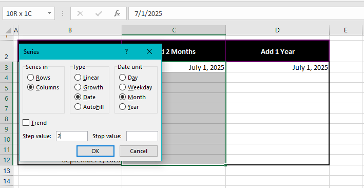 How to Add Months to a Date in Excel (In 3 Easy Ways) 10 Using Fill Series Feature