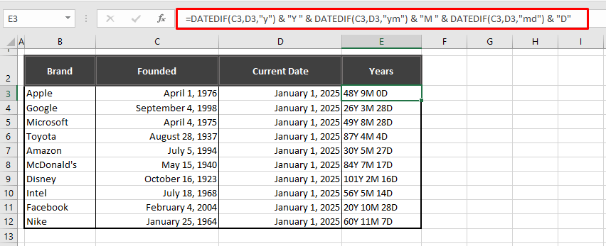 How to Calculate Years Between Two Dates in Excel 7 Calculating Years, Months, Days