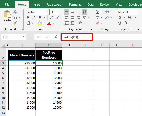 How to Convert Negative Numbers to Positive in Excel 4 Using ABS Function
