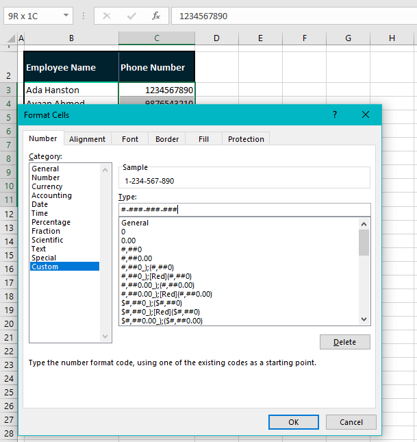 How to Format Phone Number in Excel (3 Quick Ways) 9 Using Custom Format