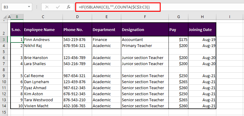 How to Number Rows in Excel (In 8 Easy Ways) 14 Using COUNTA Function