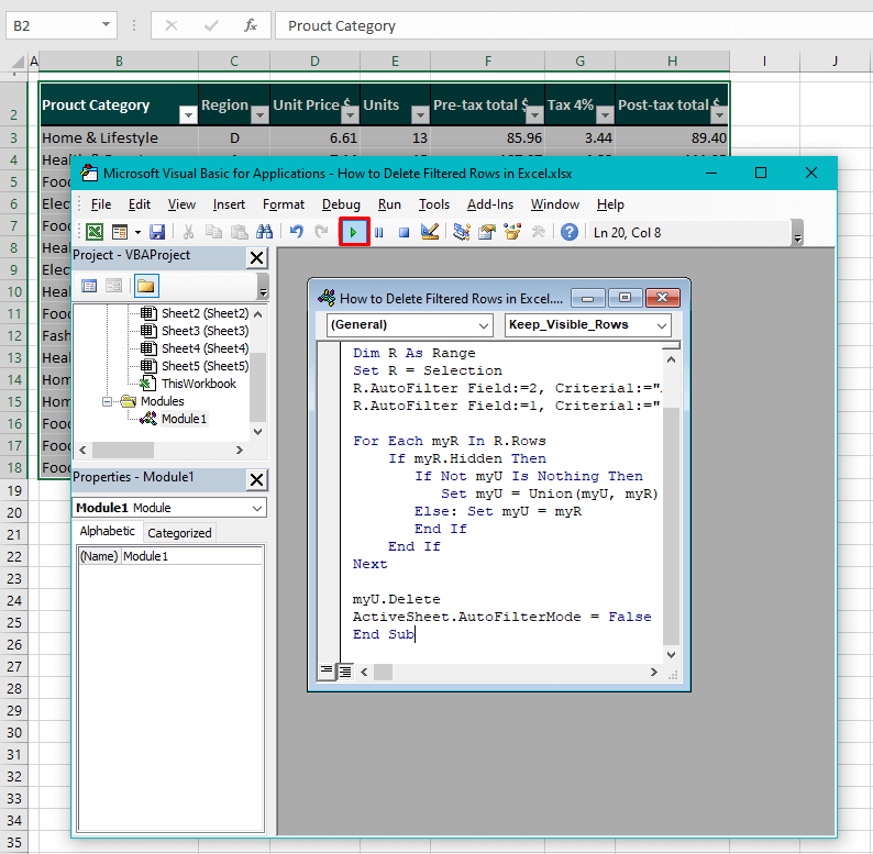 How to Delete Filtered Rows in Excel (5 Easy Ways) 41 Deleting Hidden Filtered Rows Using VBA