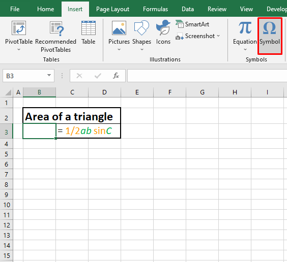How to Insert Delta Symbol (Δ) in Excel (7 Easy Ways) 3 Using Symbol Option