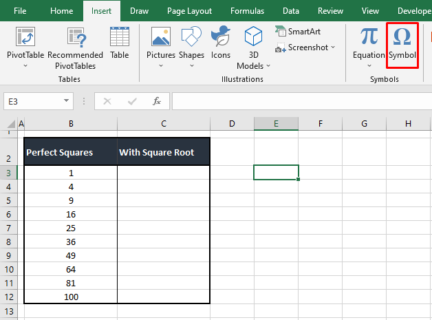 How to Insert Square Root Symbol (√) in Excel (6 Quick Ways) 5 Using Symbols Option