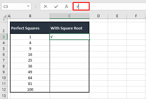 How to Insert Square Root Symbol (√) in Excel (6 Quick Ways) 11 Using Keyboard Shortcut