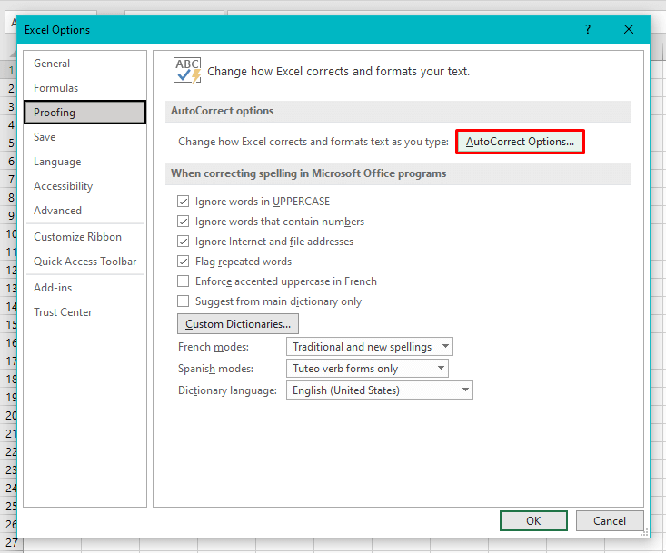 Excel AutoCorrect Feature – Enable, Disable & Add Exceptions 6 AutoCorrect Options