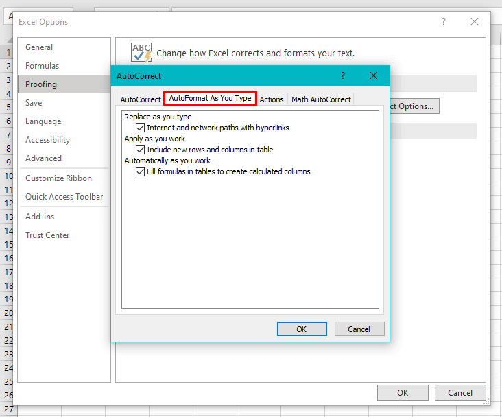 Excel AutoCorrect Feature – Enable, Disable & Add Exceptions 15 Autoformat As You Type Tab