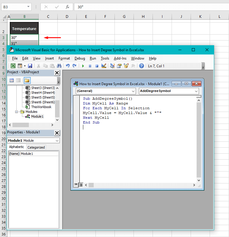 How to Insert Degree Symbol (°C) in Excel (7 Easy Ways) 33 Using Excel VBA