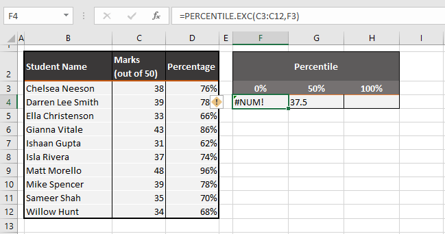 How to Calculate PERCENTILE in Excel (Formula & Examples) 7 Using PERCENTILE.EXC Function