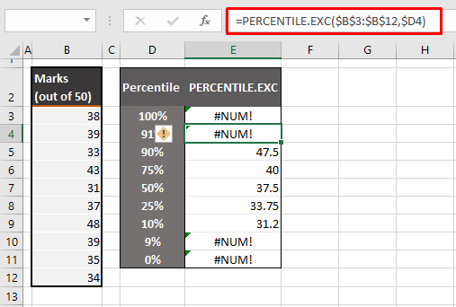 How to Calculate PERCENTILE in Excel (Formula & Examples) 13 PERCENTILE.INC vs PERCENTILE.EXC