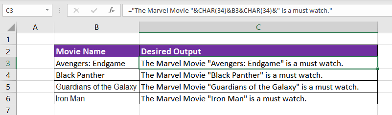 Excel CHAR Function – How To Use 11 Double Quotes in a Formula